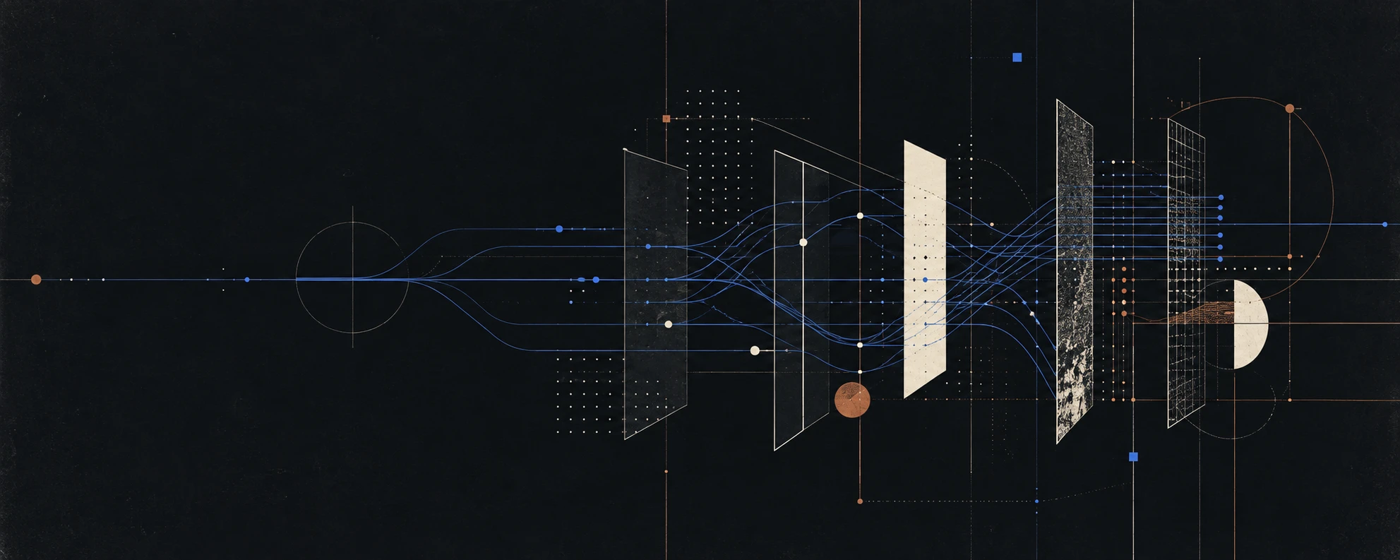 Abstract artwork showing connected software systems
